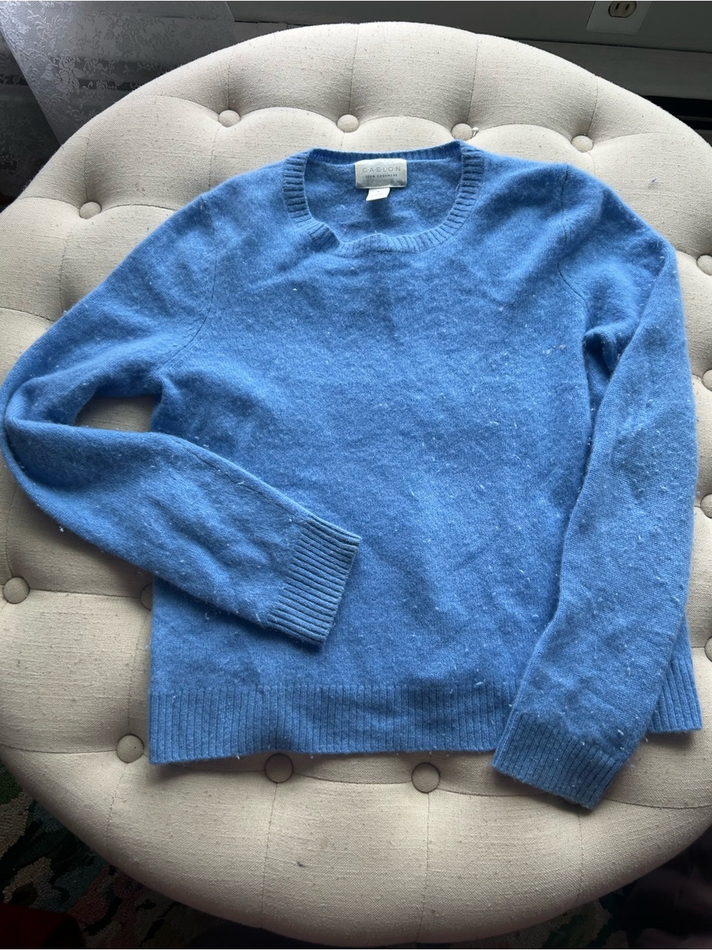 Calson Crewneck 100% Cashmere-Sweater in Sky Blue